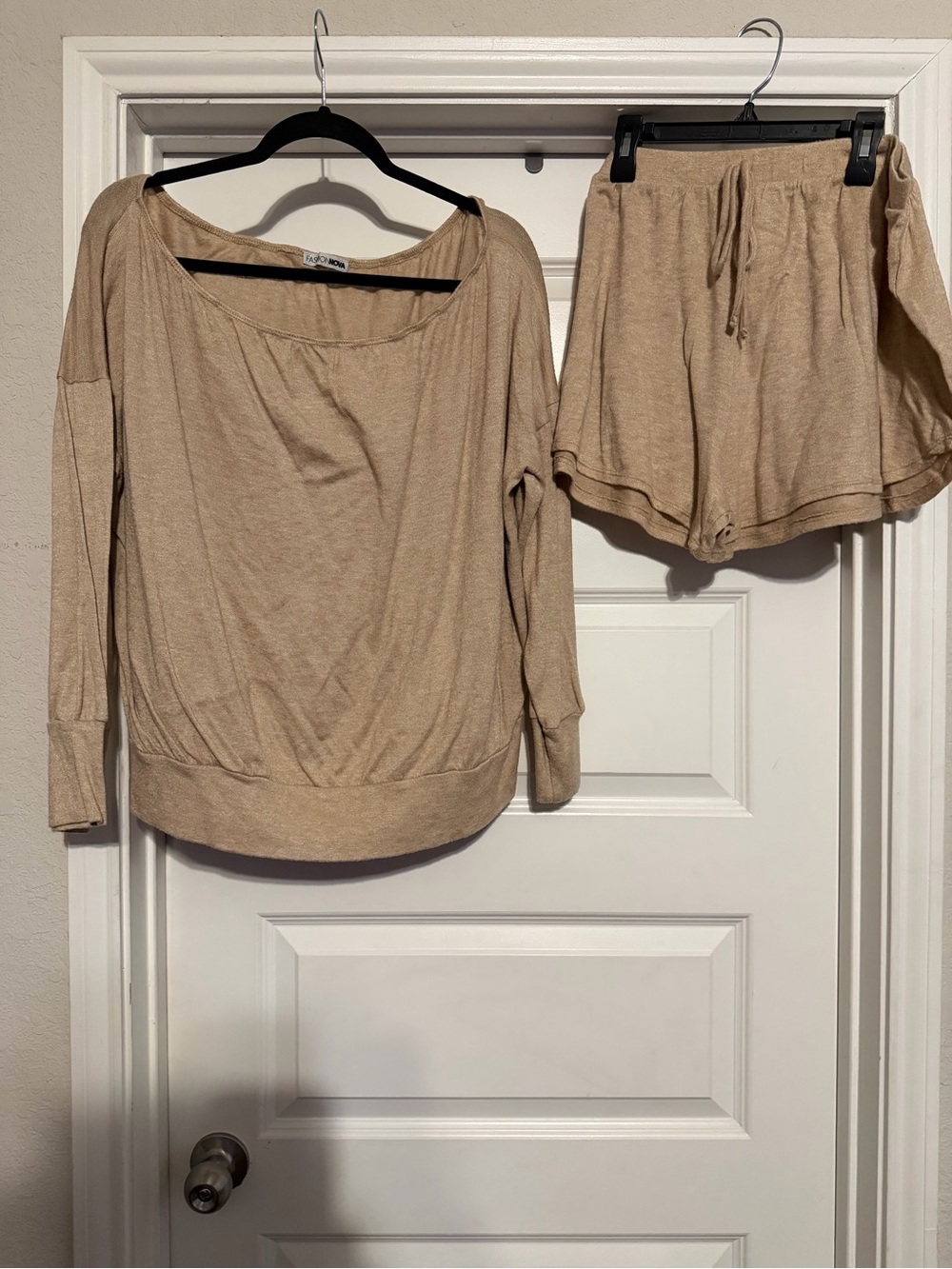 Fashion Nova Taupe Scoop Neck Long Sleeve Top